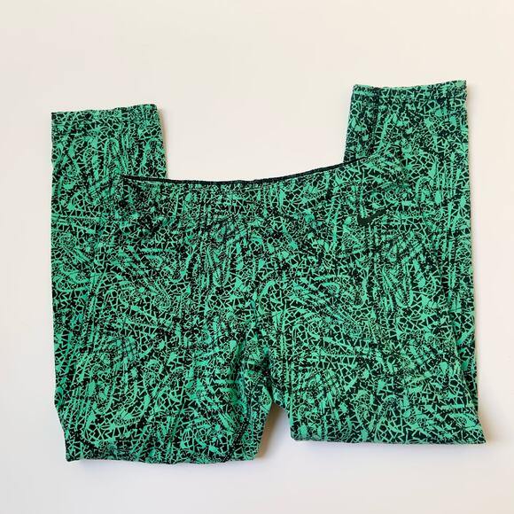 Nike Green & Black Cotton High Rise Capri Leggings Women's Medium - Picture 4 of 10